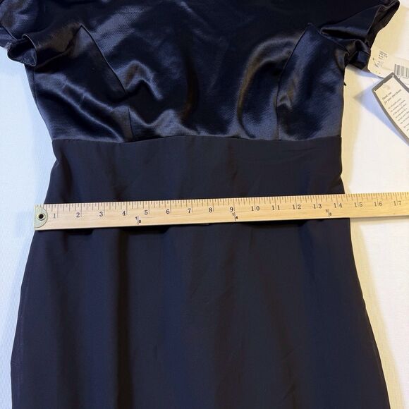 Jones New York Evening Dress Size 4 Black Maxi Sheath Satin Top Low Back NWT - Picture 8 of 16